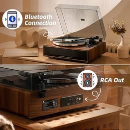 1 by ONE High Fidelity Belt Drive Record Player with Built-in Speakers,Bluetooth Turntable