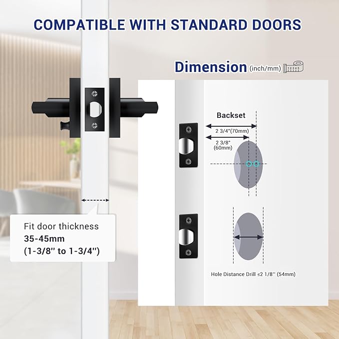 Ohuhu Matte Black Door Handle, 6 Pack Door Lever, Door Knobs, Lever Door Handle with Modern Contemporary Slim Square Design for Home Bedroom or Bathroom Privacy in Satin Zinc