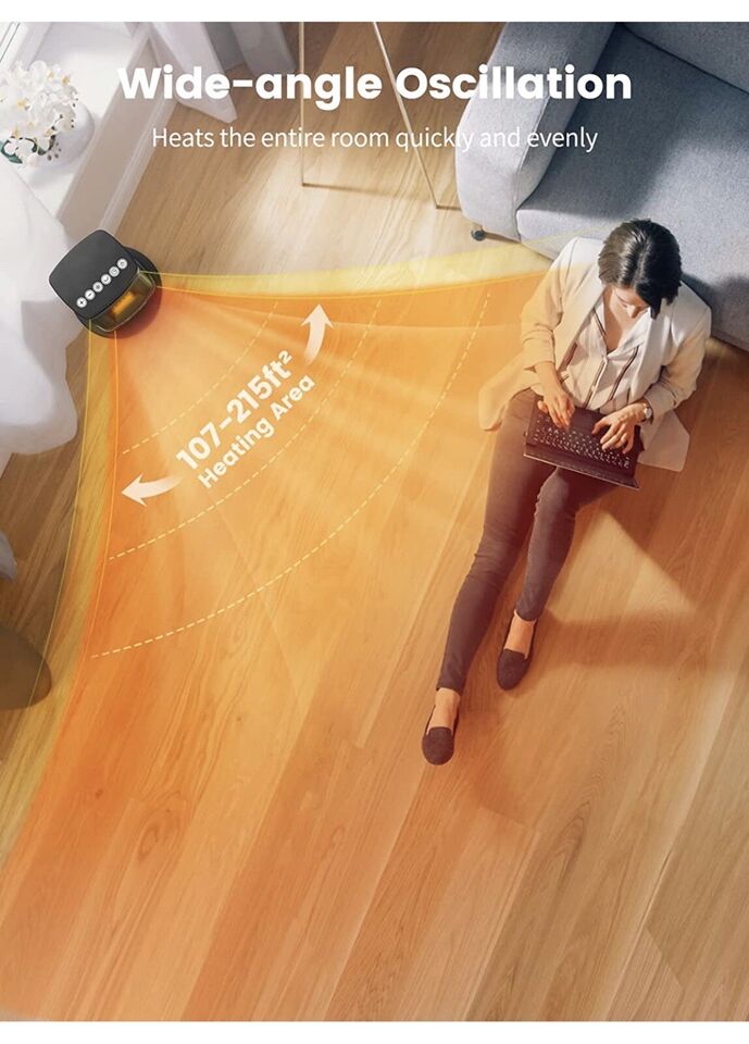 Tower Space Heater 1500W 21" Indoor Use Portable Black 110-120V 60Hz w Remote