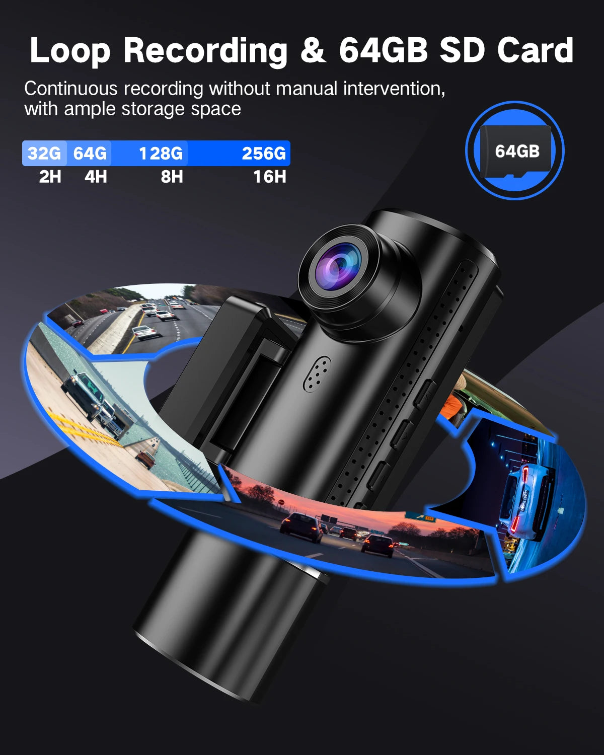 Three Channel Wifi Dashcam 3.2 Inch 4K 170 Degree Lens