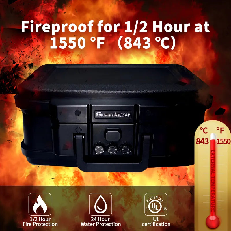 Fireproof Portable Safe With Combination Lock for Digital Media Protection
