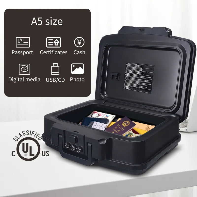 Fireproof Portable Safe With Combination Lock for Digital Media Protection