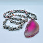 Pink-Purple Slice Pendant Chip Bead Necklace