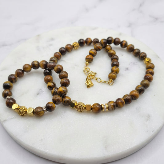 Tiger Eye Necklace Bracelet Set