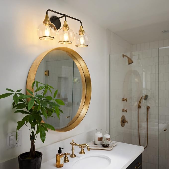 Black and Gold Bathroom Vanity Light 3-Lights Bathroom Light Fixturer1