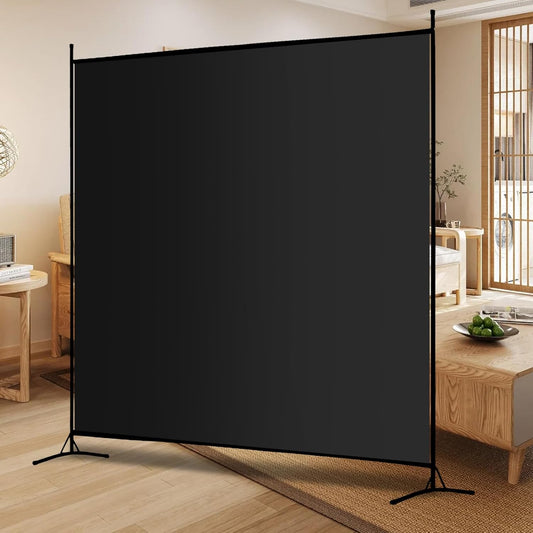 Carivia Room Divider Single Panel Privacy Screen,6 Ft Tall Freestanding Room Screen Divider,69''W x 70''H Large Divider for Room Separation,Portable Partition Room Separators,Black