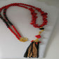 Red Coral and Crystal Long Necklace