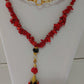 Red Coral and Crystal Long Necklace