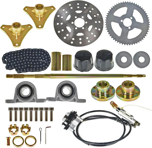 29 Inch Go Kart Rear Axle Kit with Brake Assembly Chain Sprocket T8F 58T Replacement for DIY Go Kart ATV Quad Buggy Drift Trike 29 In/740mm