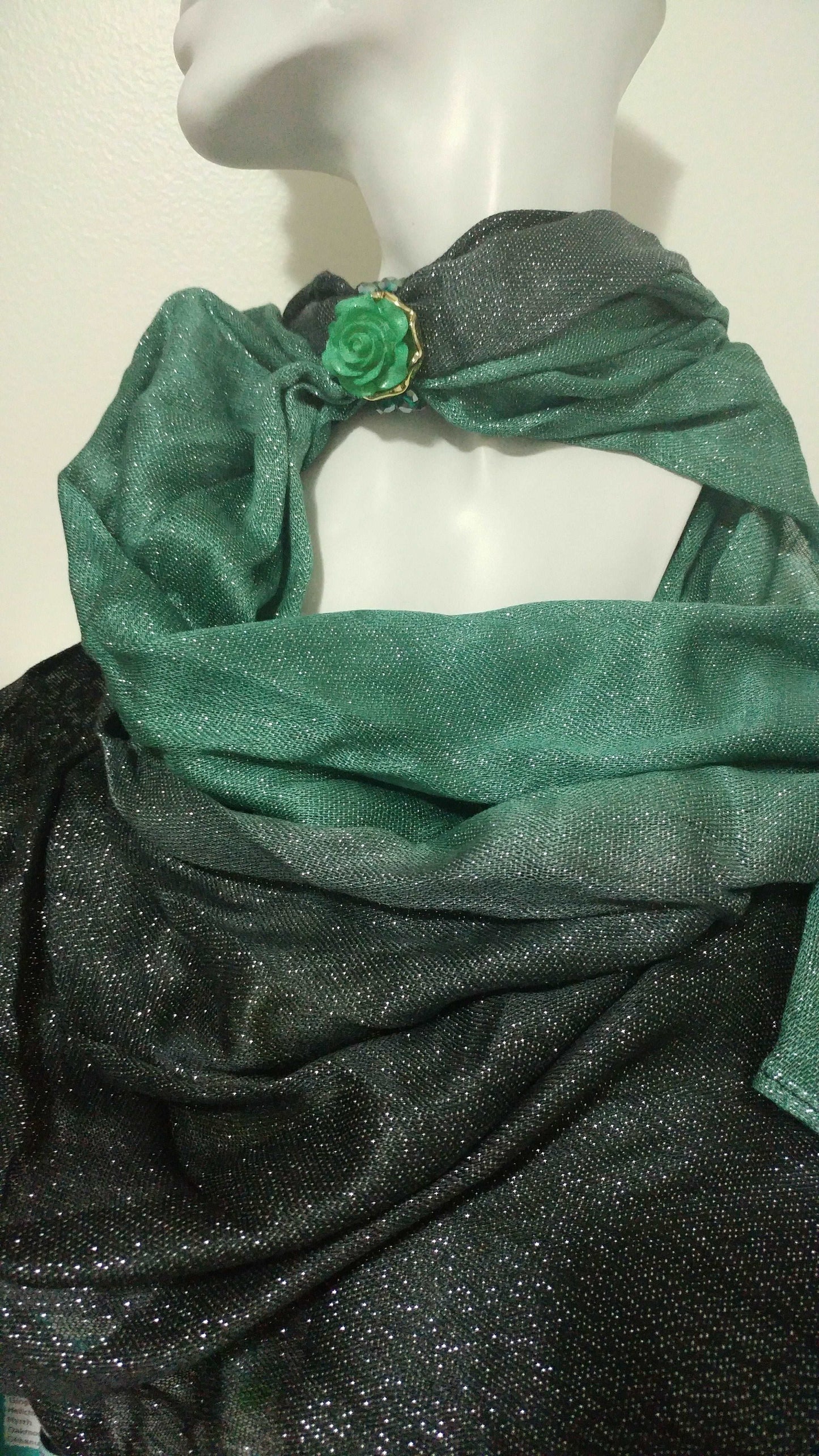 Green Accessorized Scarf