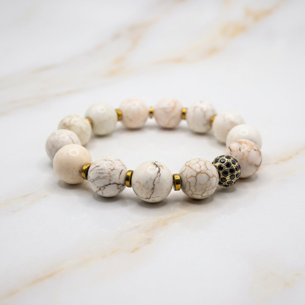 Howalite & Hematite Gemstone Bracelet