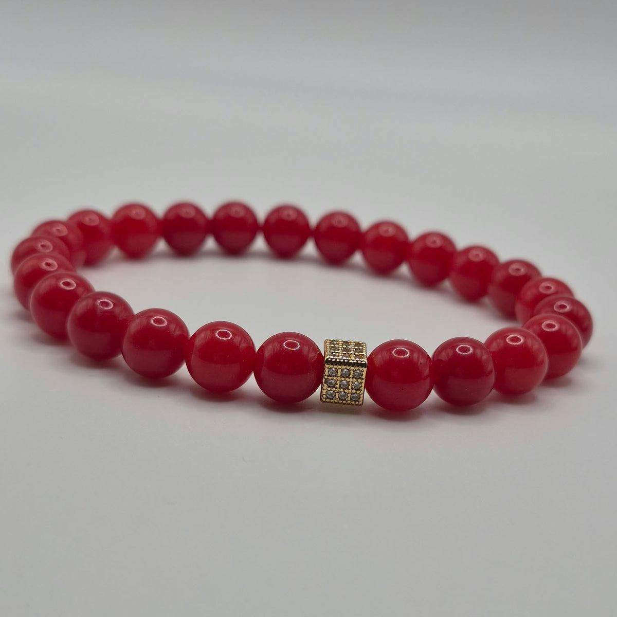Red Beaded Bracelet with Sparkling Accent