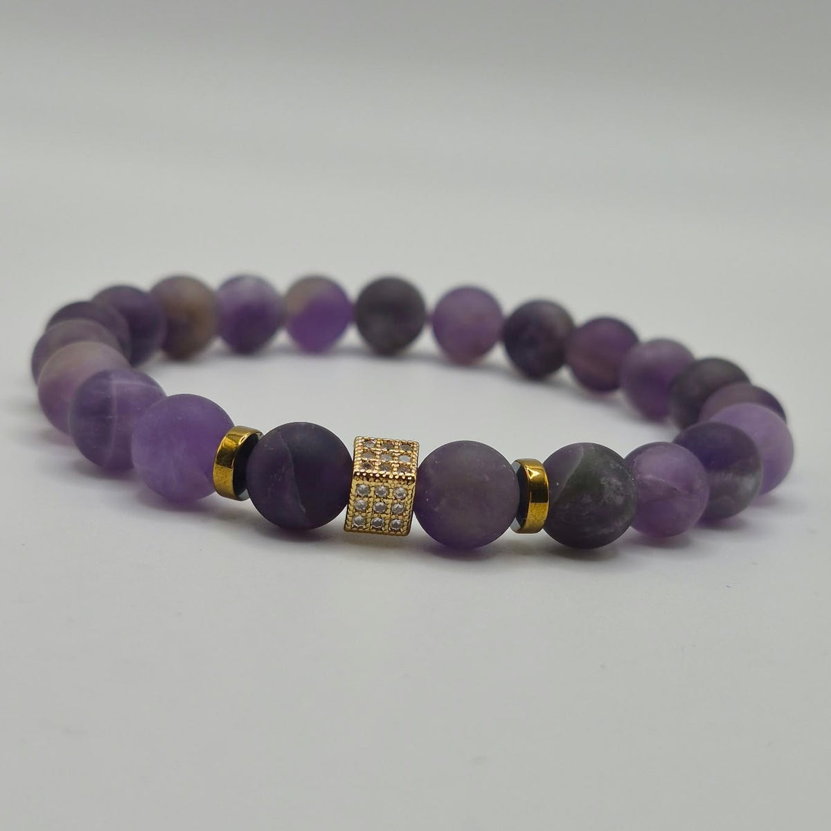 Purple Beaded Bracelet with Sparkling Accent