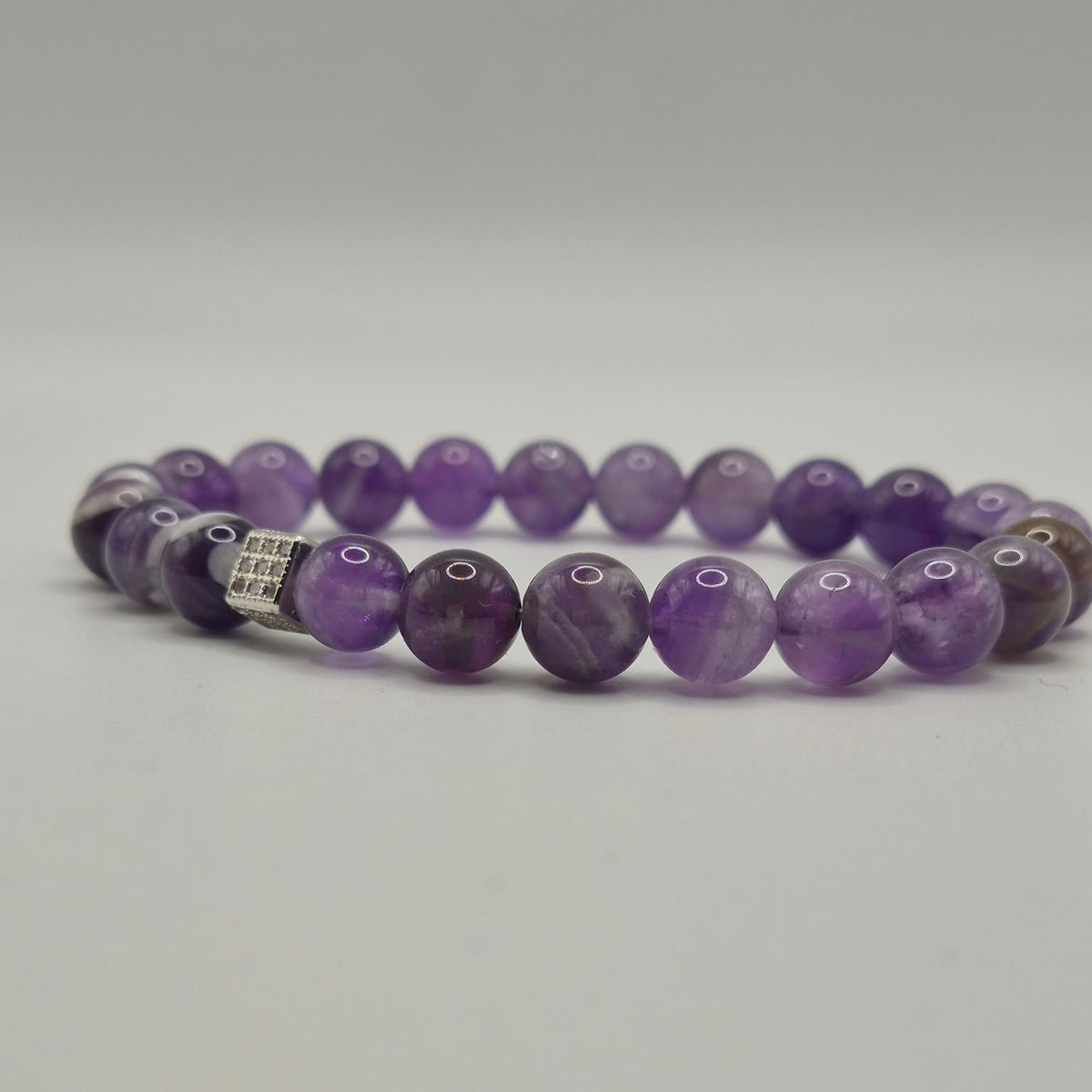 Purple Beaded Bracelet with Sparkling Accent