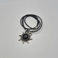 Black Sunburst Pendant Necklace with Cord