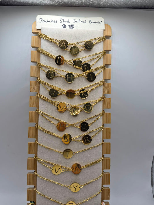 Gold-Tone Stainless Steel Initial Bracelet