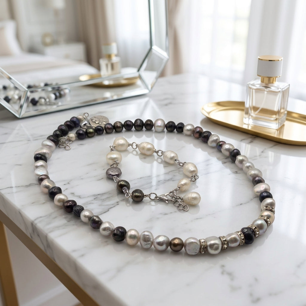Water Fresh Pearl-Style Necklace and Bracelet Set