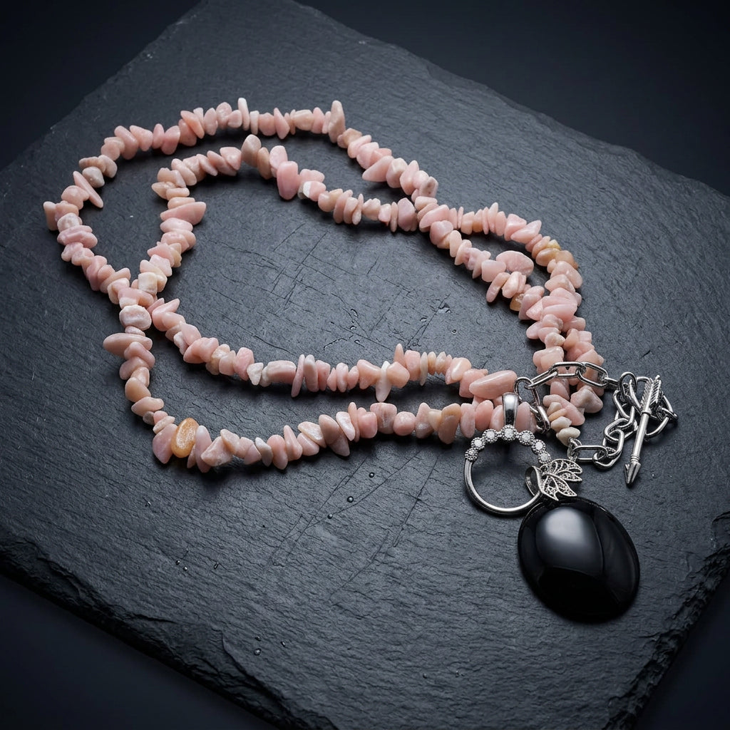 Sunstone and Onyx Necklace