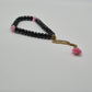 Black Faceted Prayer Beads with Floral Accents