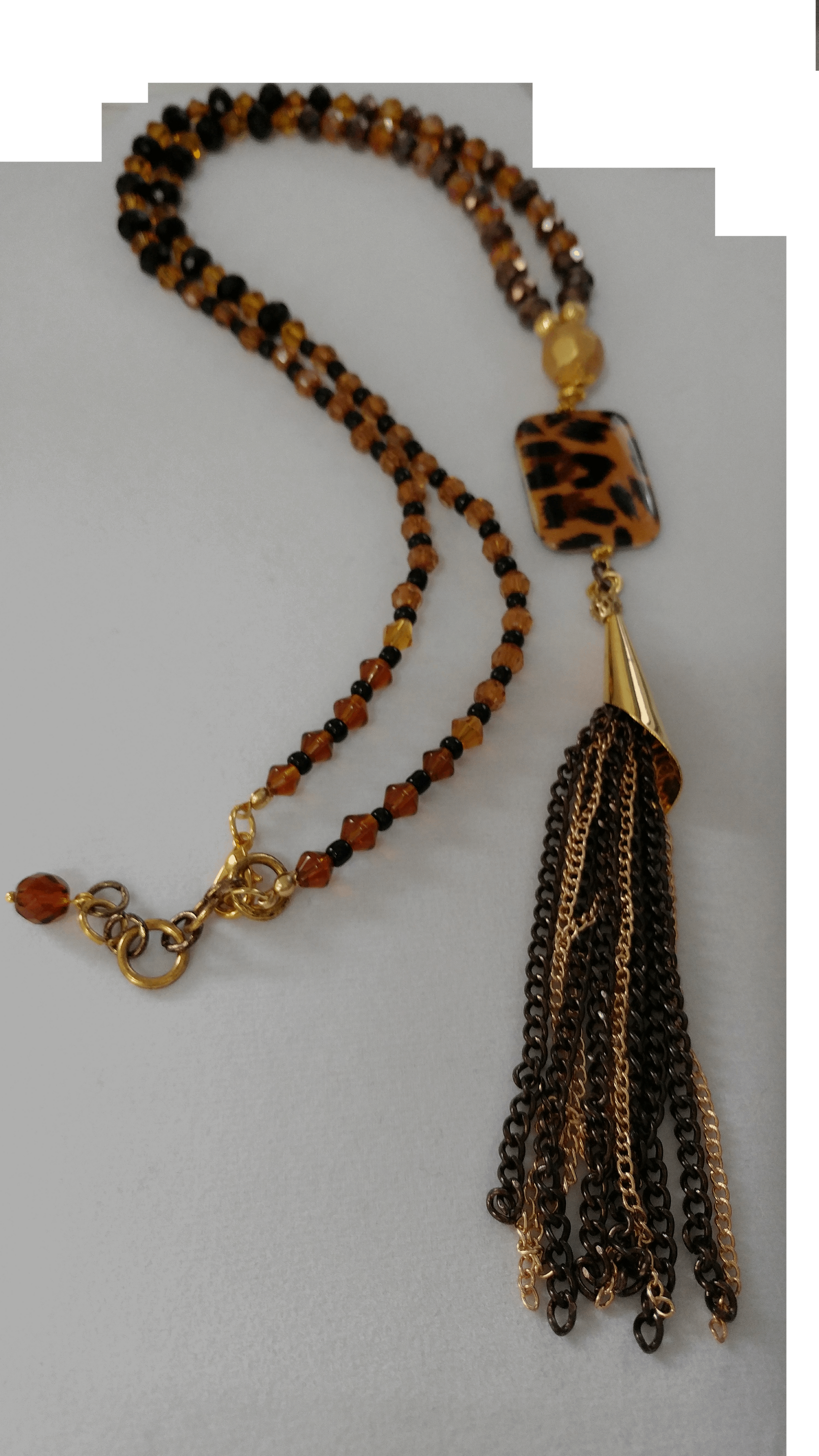 Long Tassel Necklace (tiger-eye tone)
