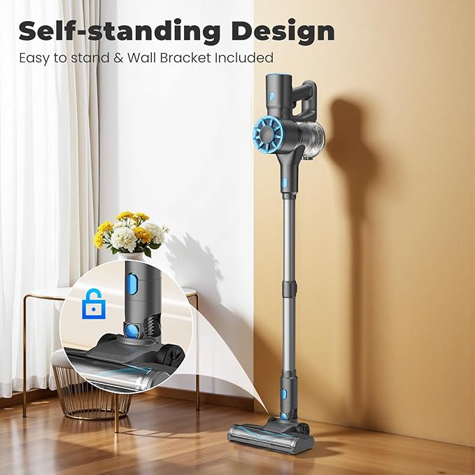 N9 Cordless Vacuum Cleaner, Lightweight Stick Vacuum Cleaner with Self-Standing, Rechargeable Battery and LED Display, Vacuum Cleaners for Home Hardwood Floor