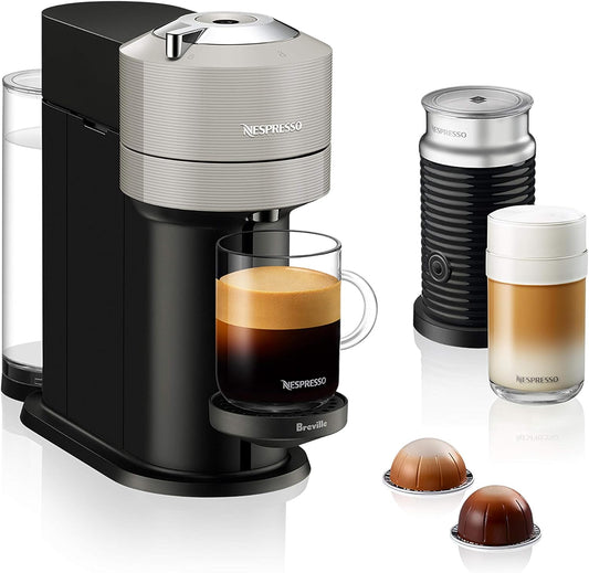 Nespresso Vertuo Next Coffee and Espresso Machine by Breville with Aeroccino Milk Frother - Light Grey