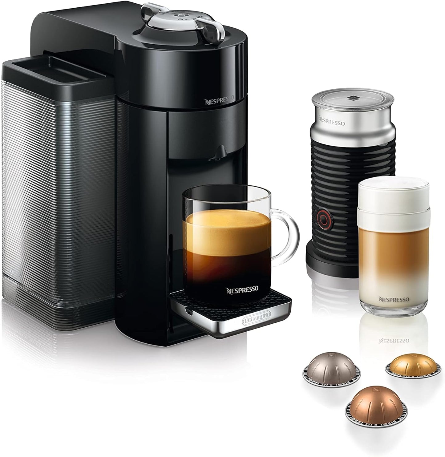 Nespresso Vertuo Coffee and Espresso Machine with Aeroccino by De'Longhi, Piano Black