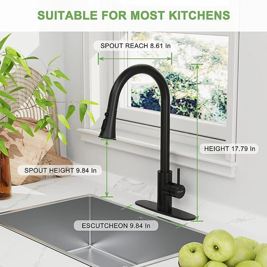 PHICHI Matte Black Kitchen Faucet