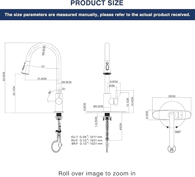 PHICHI Matte Black Kitchen Faucet