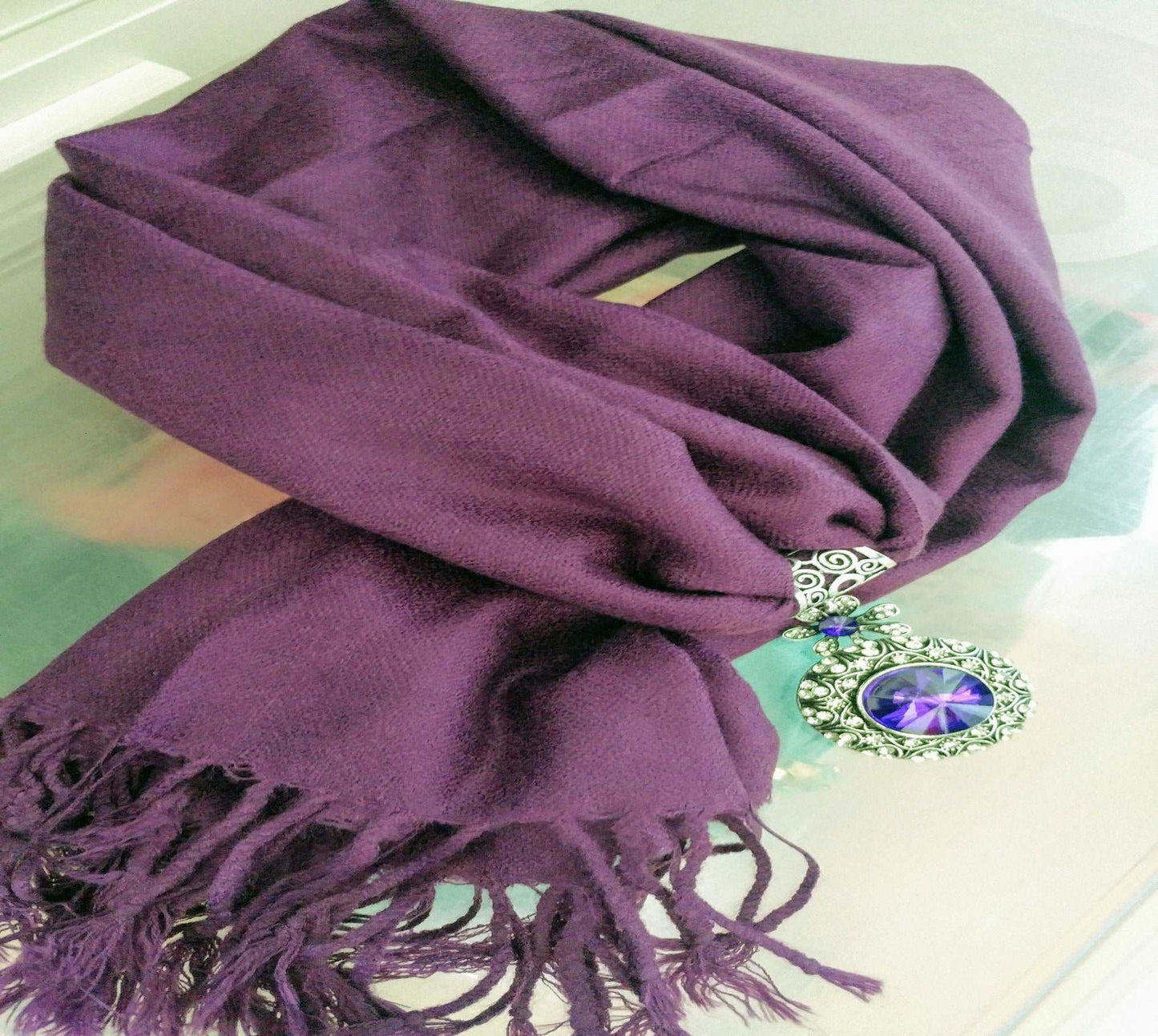 Purple Pashmina Accessorized Scarf