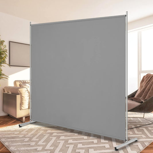 RANTILA Single Large Panel Room Divider, Privacy Screen for Office, Partition Room Separators, Freestanding Room Divider 71''W x 71''H, Grey