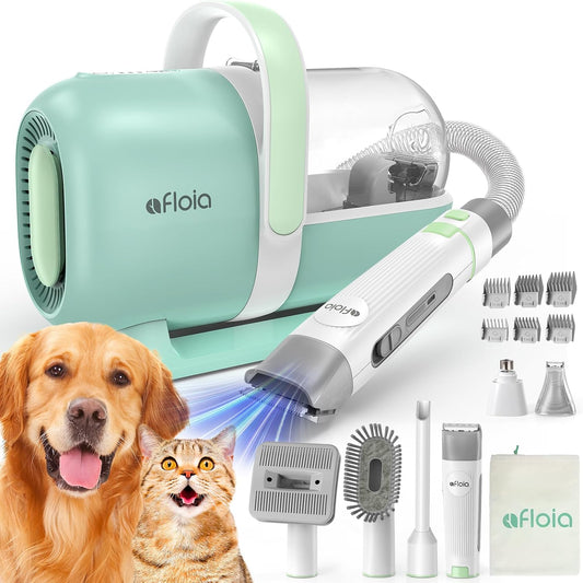 Afloia Pet Grooming Kit & Vacuum Suction, Professional Pet Clippers & Brush for Shedding with Pet Grooming Tools, Pet Grooming Clipper for Dog Cat Pet, 1.5L