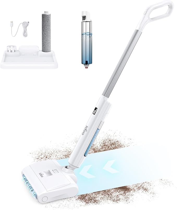 iDOO Electric Mop, Upgraded Wet Dry Cleaner Self Cleaning Cordless Mop Electric Mop for Floor Cleaning, Self-Propelled Power Mop with Digital Display, Rechargeable Floor Cleaner with Dry &Wet Dust Box
